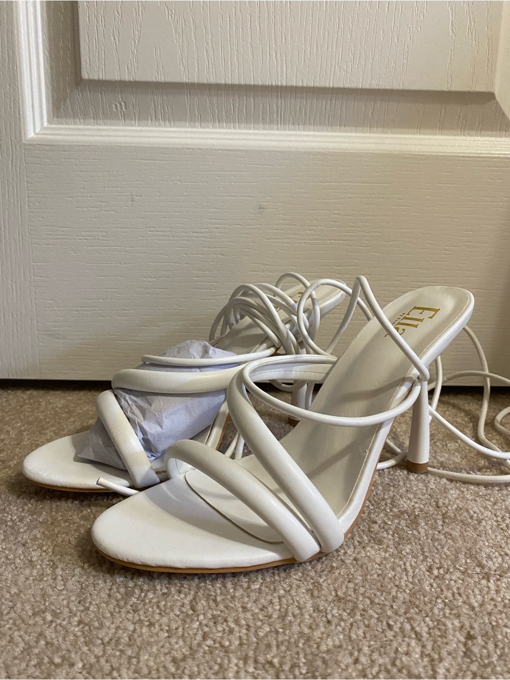 BRAND NEW White Strappy Lace-Up High Heel Sandals